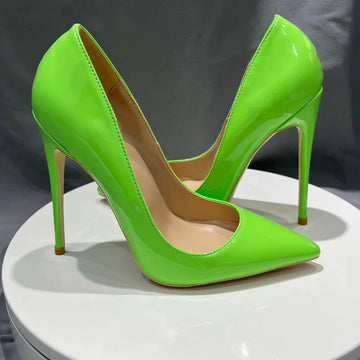 Fluorescent Green Super High Heels Party Sexy Ladies Shoes Brand Design Pointed Big Size 43 44 45 Shoes Women