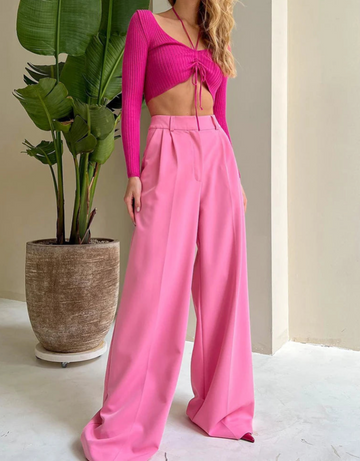 Women'S Pants Fashion Loose Full Length Ladies Trousers Casual High Waist Wide Pants For Women