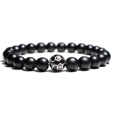 Simple Style Football Bracelet Unisex Matte Stone Beaded Braslet Sports Enthusiast Accessories Red Braclet Leisure Pulseira