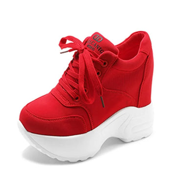 2022 Women Platform Sneakers Mesh Casual Trainers Chunky Shoes 10CM Heels Autumn Wedges Breathable Height Increasing Shoes Woman