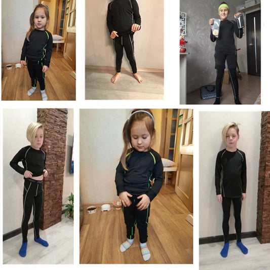 Kids Sports Running Set 2025 Boy Jogging Basketball Underwear Sportswear Gym Tights Breathable Soccer Tracksuit Training Clothes