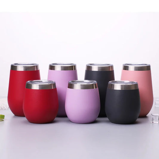 12OZ  Thermal Mug Tumblers Insulated Wine Cup Swig Glass Double Wall Stainless Steel with Lid Kitchen Accessories