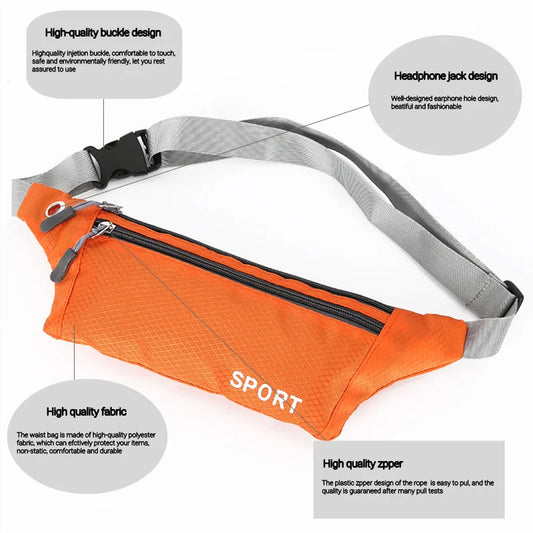 1pc Professional Running Zip Bag Waterproof Sports Chest Shoulder Bags Belt Bum Pouch Unisex Waistbag Hiking Outdoor Accessories