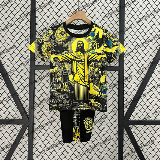 2025 Hot Selling Brazilian Jesus Soccer Jerseys Sports Suits Quick Dry Breathable Casual Men's T-shirts Shorts 2 pcs Sets