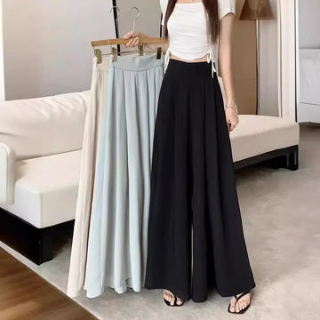 Women's Summer 2024 Korean Design Sensibility Bell Bottom Casual Draped Oversized Trendy Long Pants Skirt