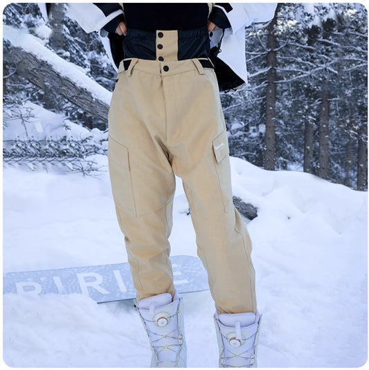RAWRWAR Tapered Ski Pants Unisex Windproof Waterproof Snowboard Trousers Thermal Insulated Slim Winter Sport Pants for Men Women