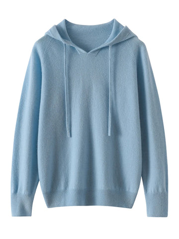 ADDONEE Women Cashmere Hooded Pullover Sweater 100% Cashmere Knitwear Spring Autumn Casual Simple Style Hoodie Clothing Tops
