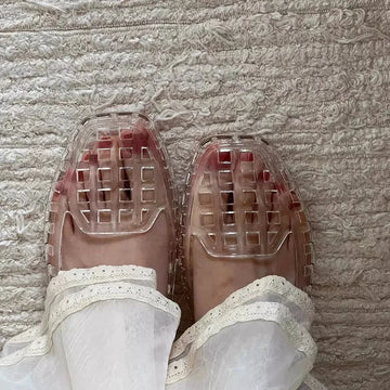 2025 women's new jelly shoes shallow mouth sandals, PVC outdoor casual square toe sandals, lazy people step on them sandals