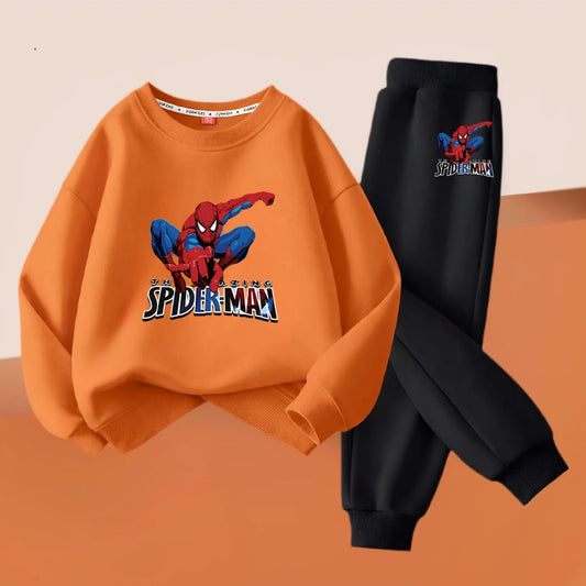 2026 Autumn New Children's Hoodies Sets Anime Spiderman Boys Pullover and Long Pants Two Piece Set Kids Casual Thin Tracksuit