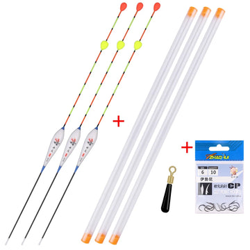 3PCS Floats With Sliding Bead Tail+3 Buoy Tubes+1 Fishing Line set+1 Float Holder Nano Lake River Bobber Fishing Accessories