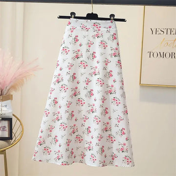 Chiffon Female Skirts High Waist Floral Women's Skirt Midi V Clothing Sales Summer 2025 Y2k Vintage Quality Streetwear Premium