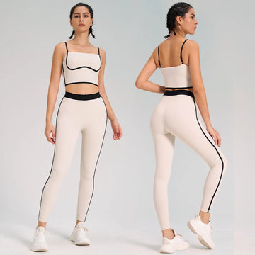 Women 2pcs Patchwork Sport Yoga Suit Breathable Sportwear Women Set Adjustable Bra Workout Clothes for Women Outfit Fintess Set