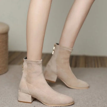 Ankle Boots for Women Winter 2024 Elegant With Medium Heels Chic Woman Short Shoes Large Size Warm Hot Trend Boot Autumn Booties