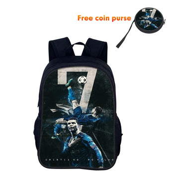 Ronaldo School Backpack Bag Sport School Bag CR Backpack Mochila Football Star Student Back Pack Bag for Boys Girls Best Gift