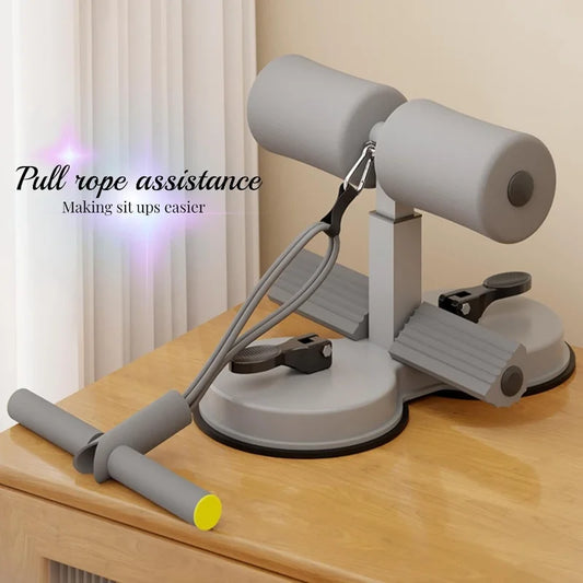 Adjustable Abdominal Muscle Exerciser with Resistance Band Dual Suction Cup Sit-up Aid Home Gym Pelvic Muscle Trainer Yoga