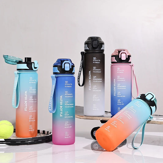 1 Liter Water Bottle Motivational Sport Water Bottle Leakproof Drinking Bottles Outdoor Travel Gym Fitness Jugs with Time Marker