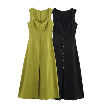 Women's Dress Summer 2025 New Sleeveless Midi Dress A Pendulum Slim Personality Fashion Elegant temperament