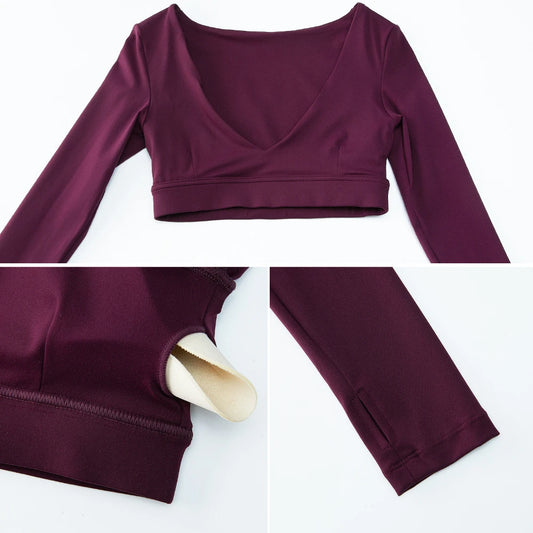 2025 New Women's Ultra Breathable And Quick Drying Sexy V Neck Long Sleeve Yoga Wear High - grade Sports T Shirt Ideal For Yoga