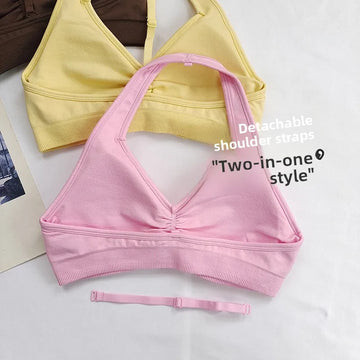 Adjustable Strap Yoga Hanging Ne Sports Bra Women's Fitn Clothing Qui Dry Breathable Anti o Vest Nylon Fabric