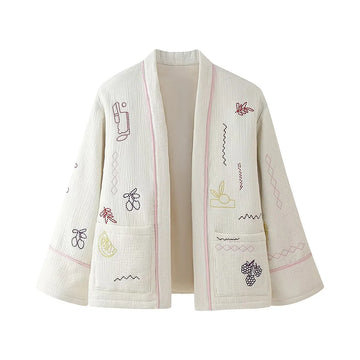 Autumn and winter new fashionable women's clothing casual elegant design sense embroidered cotton jacket
