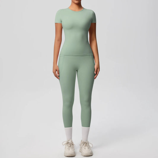 Women 2pcs Patchwork Sport Yoga Suit Women's Tracksuit Jacket Running Shirts Tummy Control Butt Lifting Gey Pants