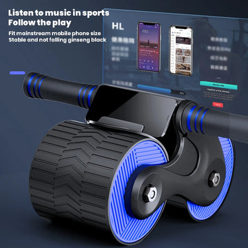 Abdominal Wheel Exerciser Dual Wheel Design Abdominal Fitness Wheel Automatic Rebound Anti-Slip for Bodybuilding Training