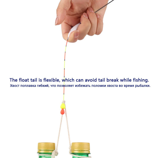 3PCS Floats With Sliding Bead Tail+3 Buoy Tubes+1 Fishing Line set+1 Float Holder Nano Lake River Bobber Fishing Accessories