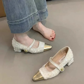 Pointed Toe with Medium Heels Woman PumpsLoafers Japanese Style Lolita Mary Jane Shoes for Women Chunky Block Heel Discount Y2k