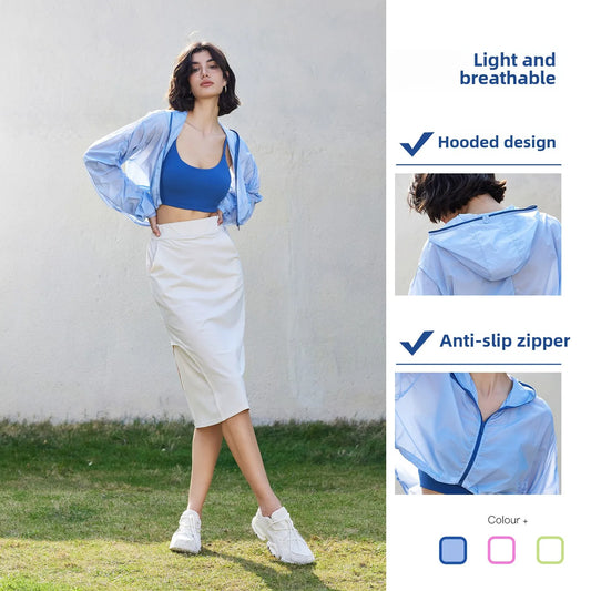 2025 Women's Summer Lightweight Breathable Hooded Workout Clothes Loose Casual Drawstring Zipper For Gym Fitness Free Shipping