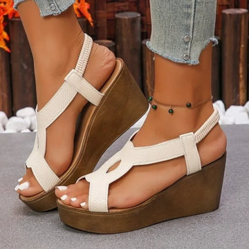 2025 Comfortable Non Slip Beach Shoes Woman PU Leather Platform Roman Sandalias Mujer Wedge Sandals for Women Summer