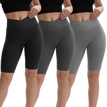 Crossover Waist Yoga Shorts 5 Inch Classic Seam Butt Lifting High Waist Workout Leggings With Back Pocket Biking Gym Activewear