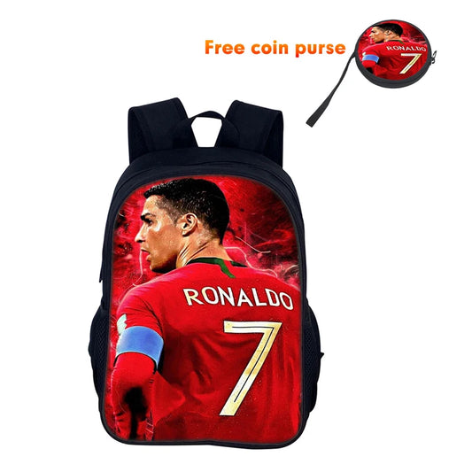 Ronaldo School Backpack Bag Sport School Bag CR Backpack Mochila Football Star Student Back Pack Bag for Boys Girls Best Gift