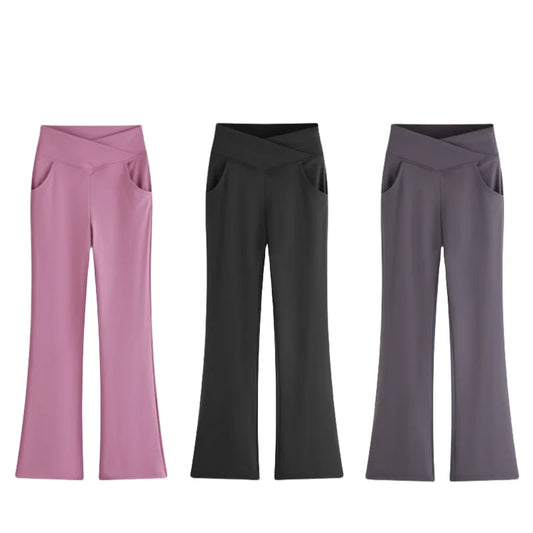 Girl's Flare Leggings Pocket Black Stretch Sports Yoga Pants Tights Children Dance Casual Slim Pants Kids Bell Bottoms Clothes
