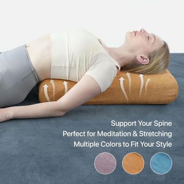 Yoga Bolster - Long Supportive Cushion for Restorative Yoga and Sitting on the with Handle Floor Machine Washable Cover