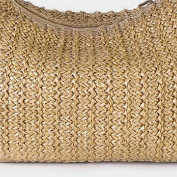 Women Straw Evening Bag with Bow Zipper Closure Straw Summer Handbag Weaving Clutch Bag Female Party Wedding Bag