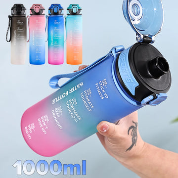 1 Liter Water Bottle Motivational Sport Water Bottle Leakproof Drinking Bottles Outdoor Travel Gym Fitness Jugs with Time Marker