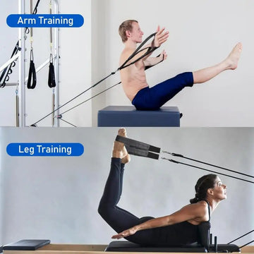 1Pair Double D-Ring Elastic Yoga Pilates Bed Accessory Exercise Ankle Buckle Pilates Stretch Strap Resistance Band Elastic Cord