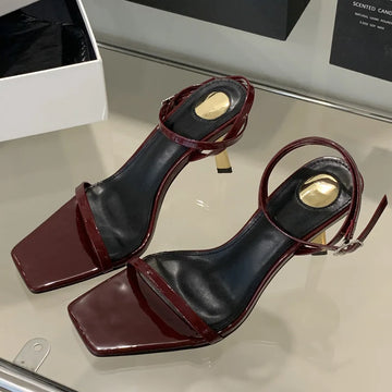Eilyken New Summer Fashion Narrow Band Square Toe Women Sandal Gladiator Thin Heel Dress Shoes Zapatos De Mujer