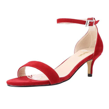 Fashion 2025 Summer Women's Sandals Ankle Strap 5cm Low High Heels Open Toe Female Buckle Velvet Sexy Pumps Red Wedding Shoes
