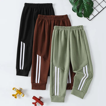 1/3 Piece Autumn And Winter Children's Waffle Solid Color Simple Basic Pants For Boys And Girls Sports And Casual Sweatpants