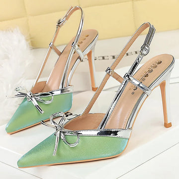 BIGTREE Shoes Luxury Women Pumps Bowknot High Heels 9 CM Stiletto Hollow out hook strap High heeled Sandals Summer Shoes Women