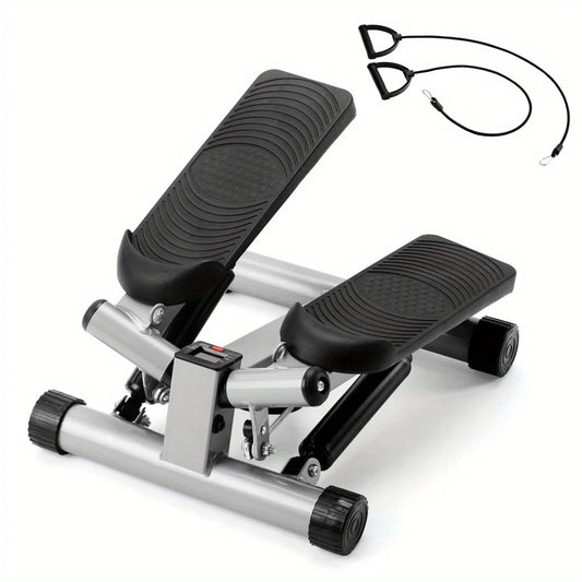 Adjustable Foot Stepper with Resistance Bands for Home Fitness, Black