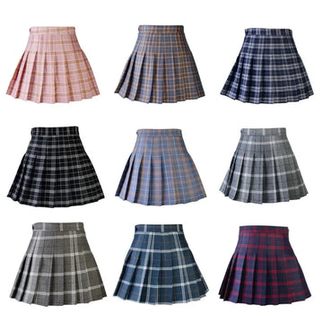 Women Pleat Skirt 0Preppy Style Plaid 0Mini Cute Japanese School Uniforms Ladies Jupe Kawaii