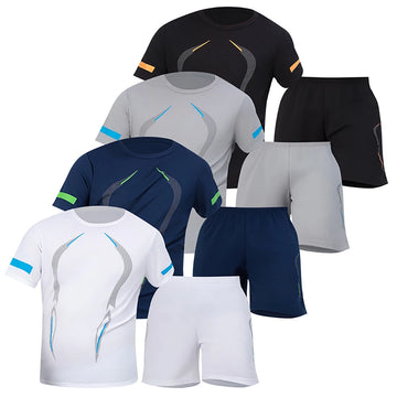 2/4 Pcs Men's Quick-drying Sports Fashion Suit Loose Plus Size Breathable Short Sleeve Joker Running Fitness And Leisure Shorts