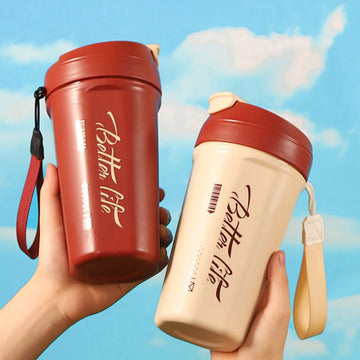 520ml Portable Thermos Cup 304 Stainless Steel Coffee Mug Large Capacity Leak-proof Double Wall Insulated Water Bottle Drinkware