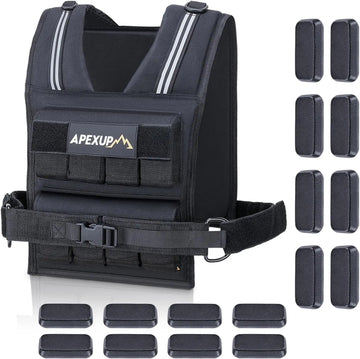 Adjustable Weighted Vest Men 20lbs/30lbs/40lbs Weights with Reflective Stripe, Weight Vest Woman Workout Vest for Strength Train