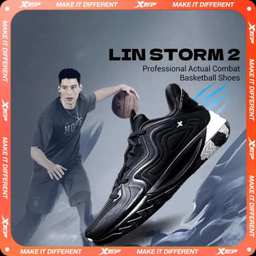 Xtep Lin Storm 2 Basketball Shoes for Men 2025 Spring Non-slip Support Shock-absorbing Practical Sport Shoes 875119120001