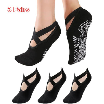 3 Pairs Yoga Socks for Women Non Slip Pilates Socks Grip Socks for Barefoot Barre Ballet