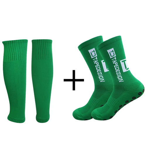 Women's 2-piece set Silicone Men 2024 new tape design football socks sports circular non-slip grip football socks