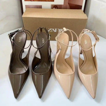 Leopard High Heeled Women Sandals Pointed Toe Shallow Buckle Sexy Shoes Fashion Pumps 2025 Summer Slingback Sandalias De Mujer